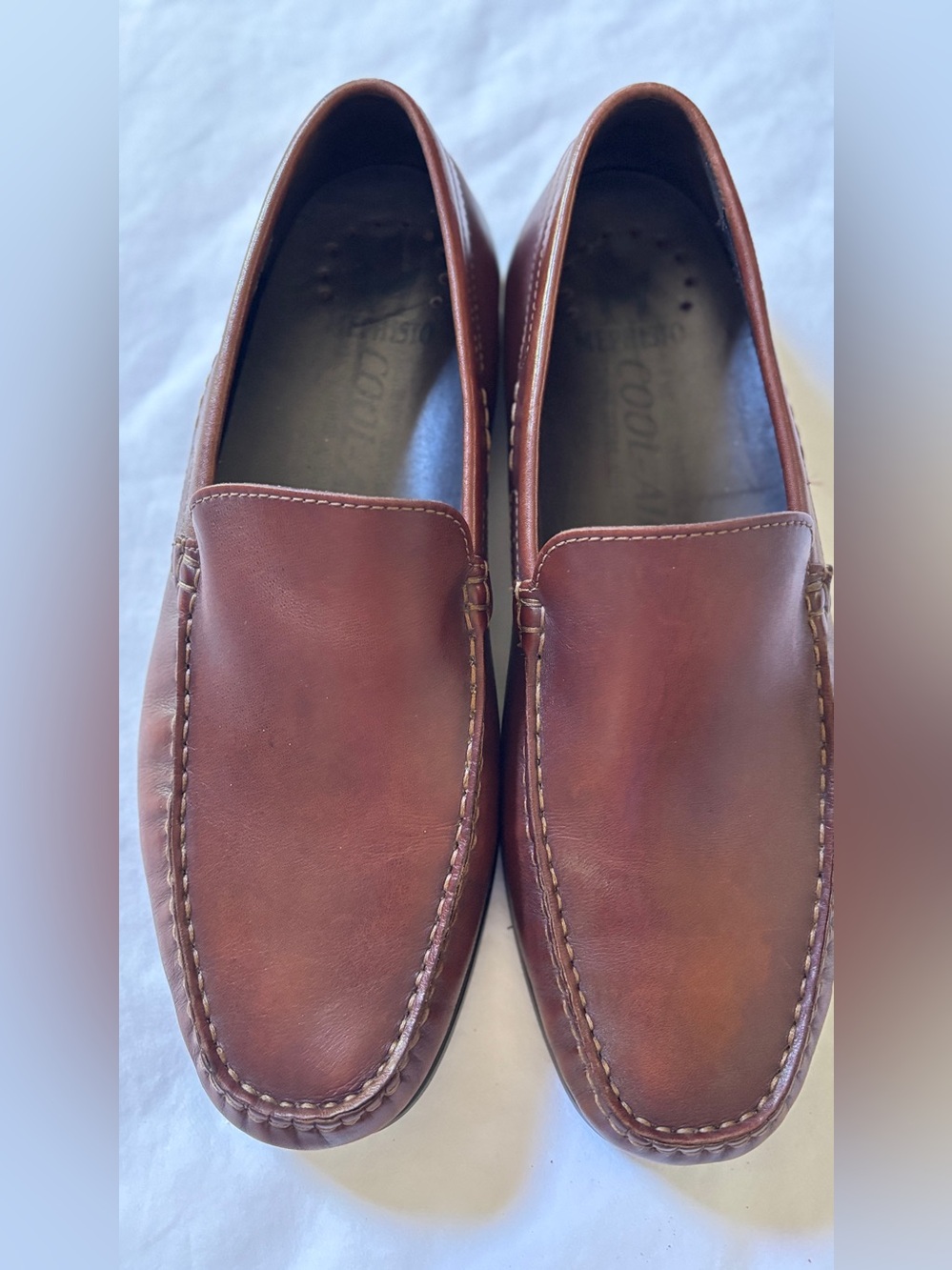 Mephisto Cool-Air Leather Slip On Loafers Brown Men’s US 10 EU 43 Comfort Shoes